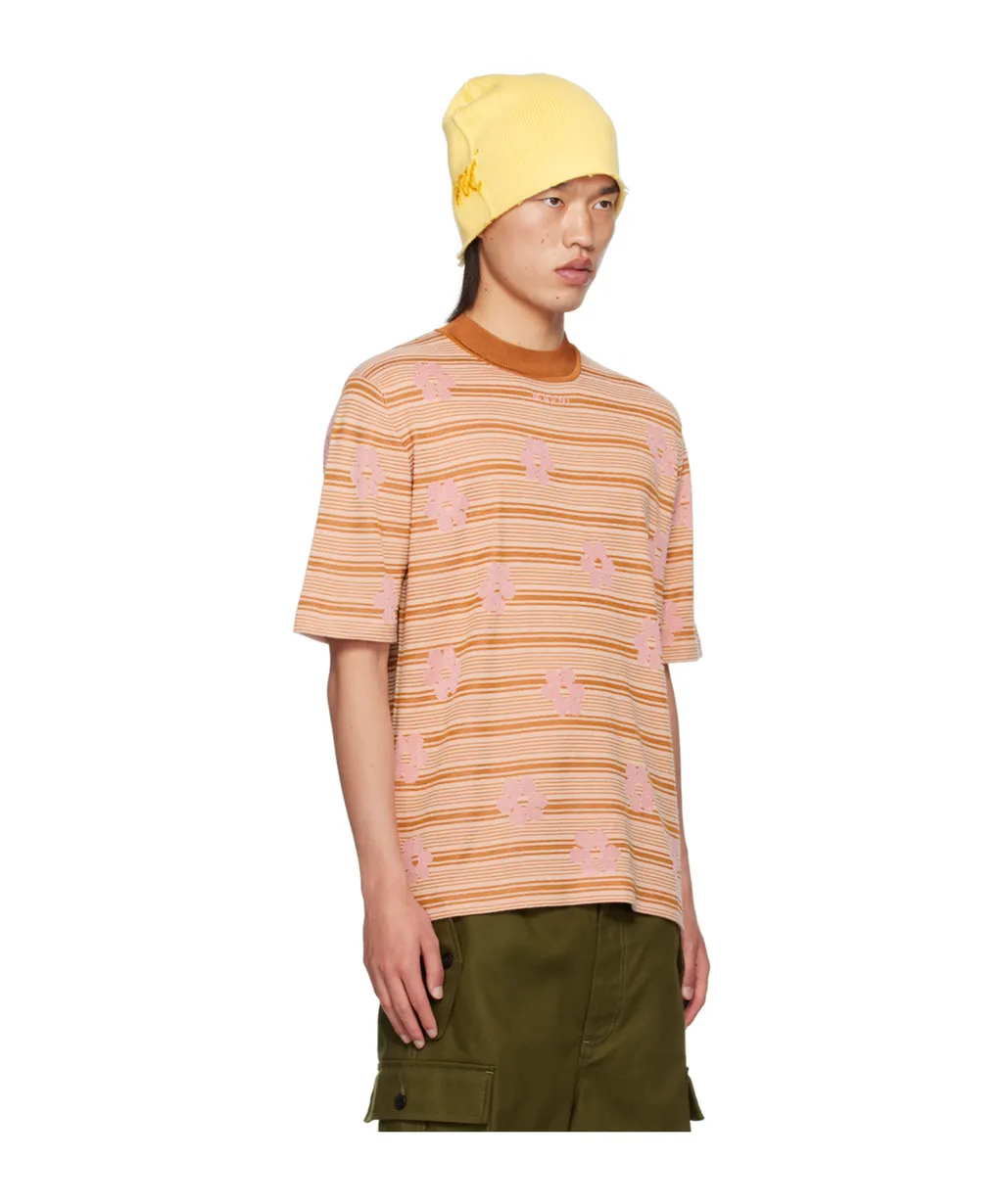 Floral Detailed Striped T-Shirt