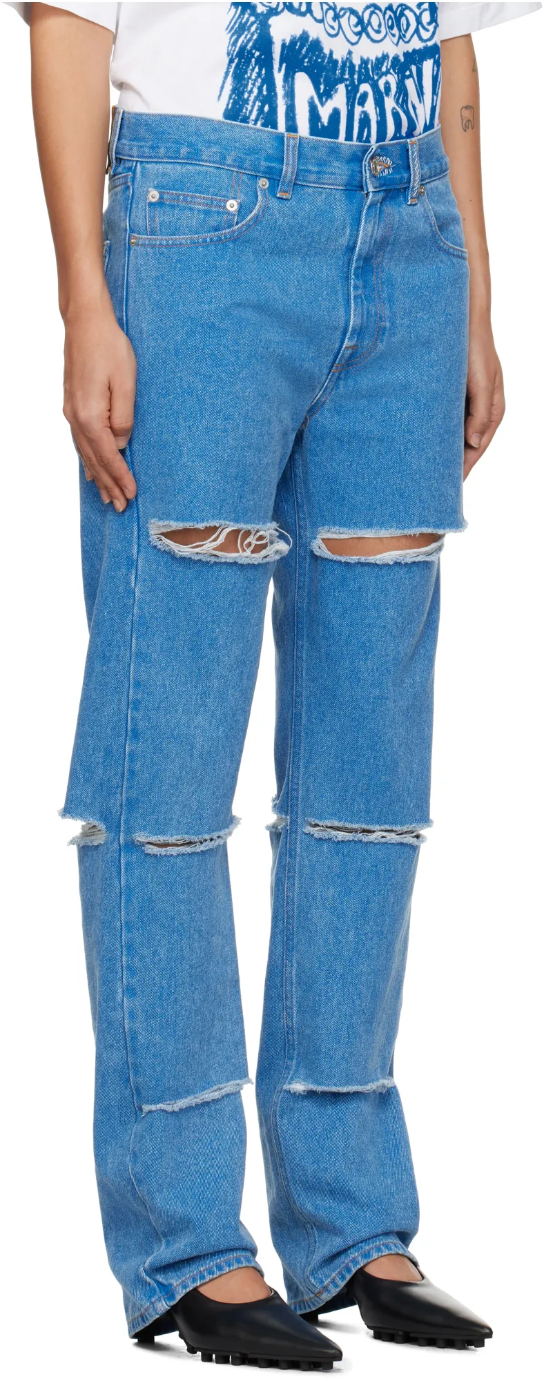 Logo-Patch Cut-Out Detailed Jeans