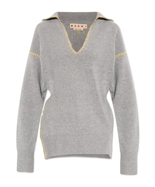 V-Neck Asymmetric Knit Jumper
