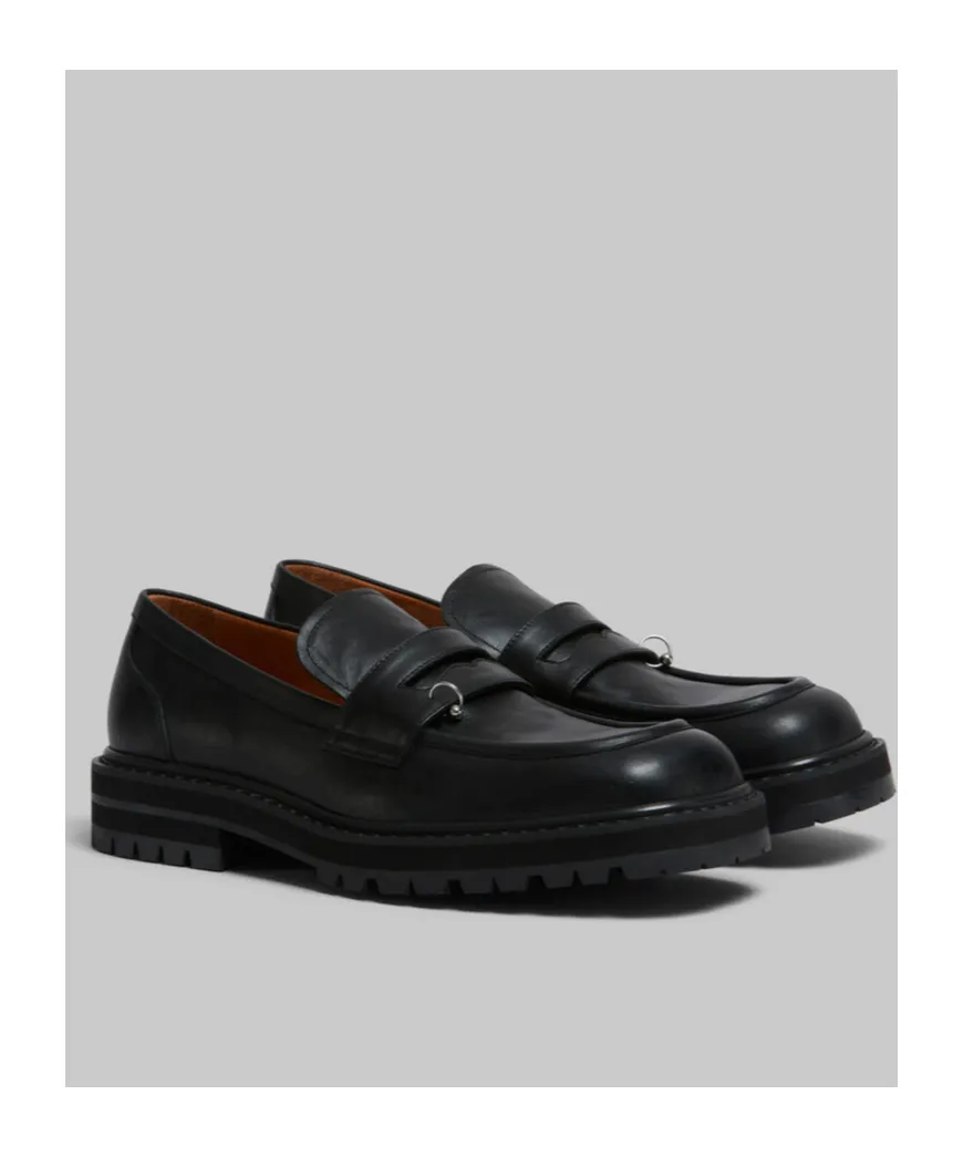 Ring Embellishment Square Toe Loafers