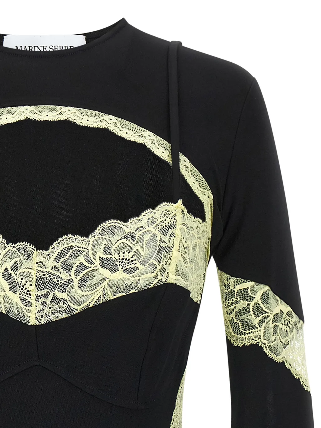 Crewneck Lace-Insert Top