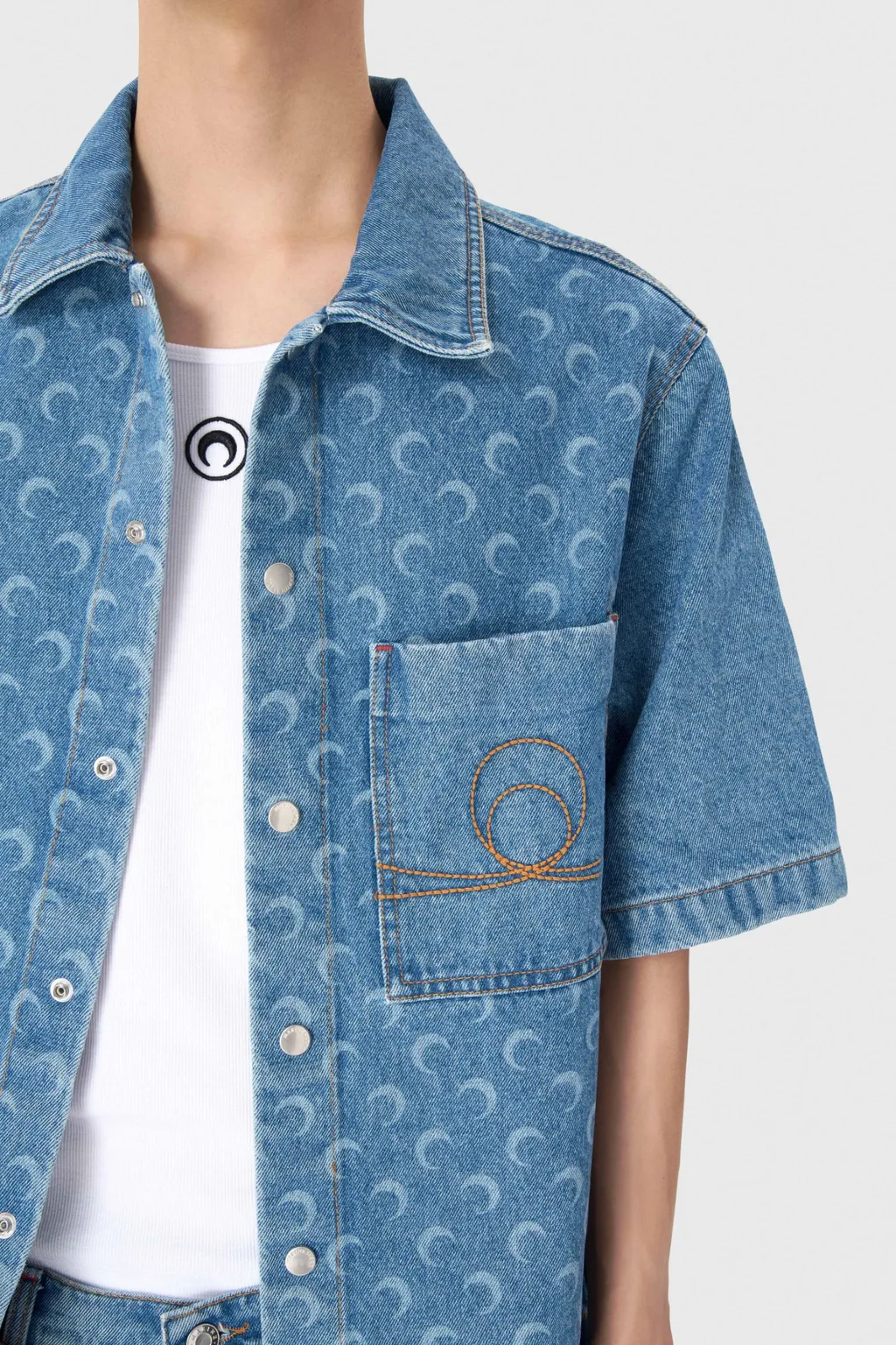 Moon Laser Wash Denim Ss Shirt