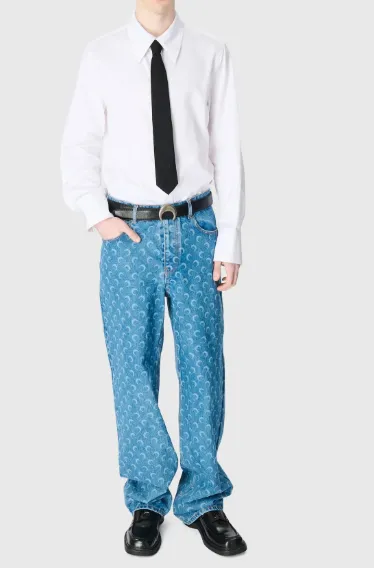 Moon Laser Wash Denim Baggy Jeans