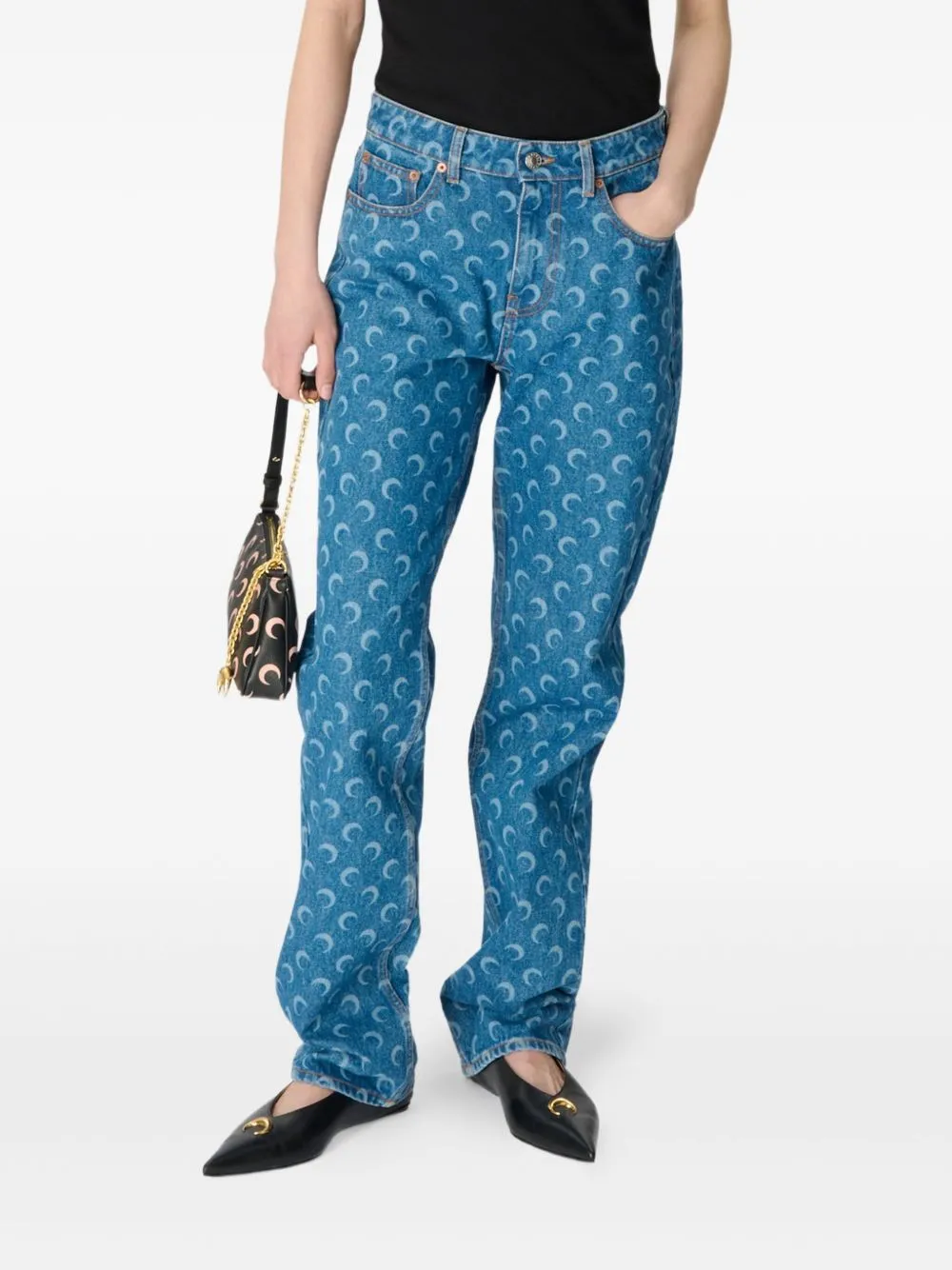 Washed Denim Straight-Leg Jeans