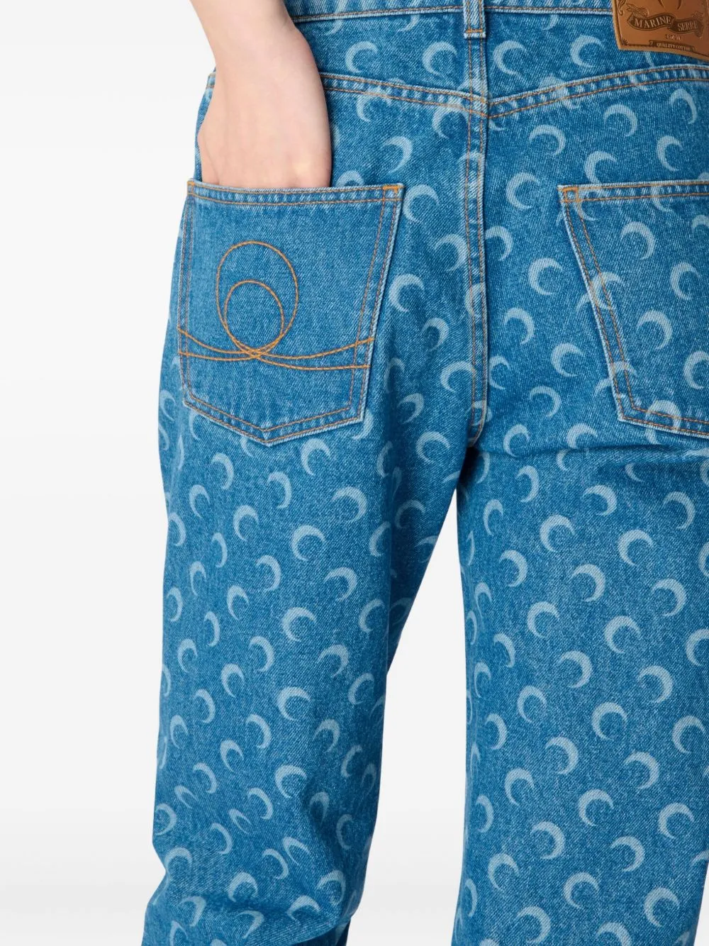 Washed Denim Straight-Leg Jeans