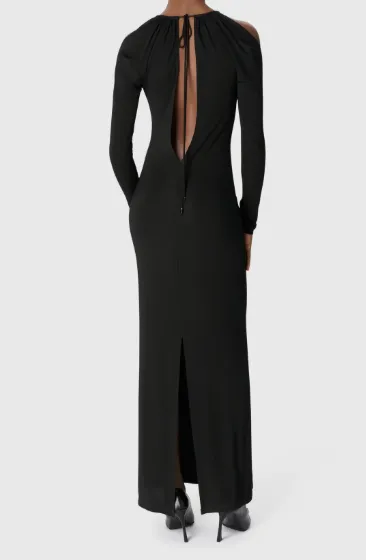 Draped Jersey Ls Long Dress