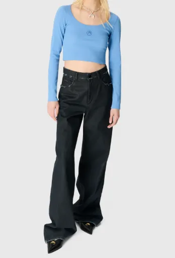 Moon-Logo Round-Neck Top