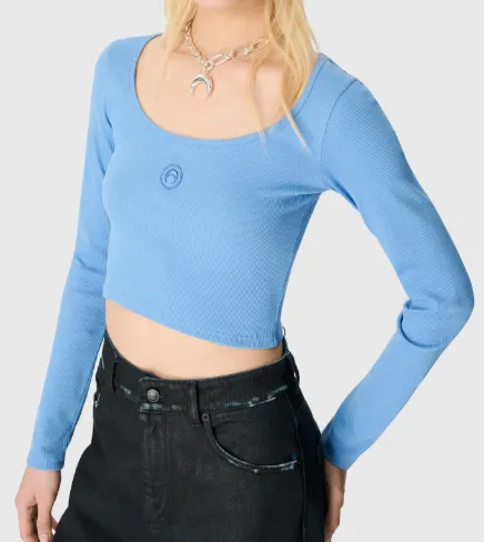 Moon-Logo Round-Neck Top