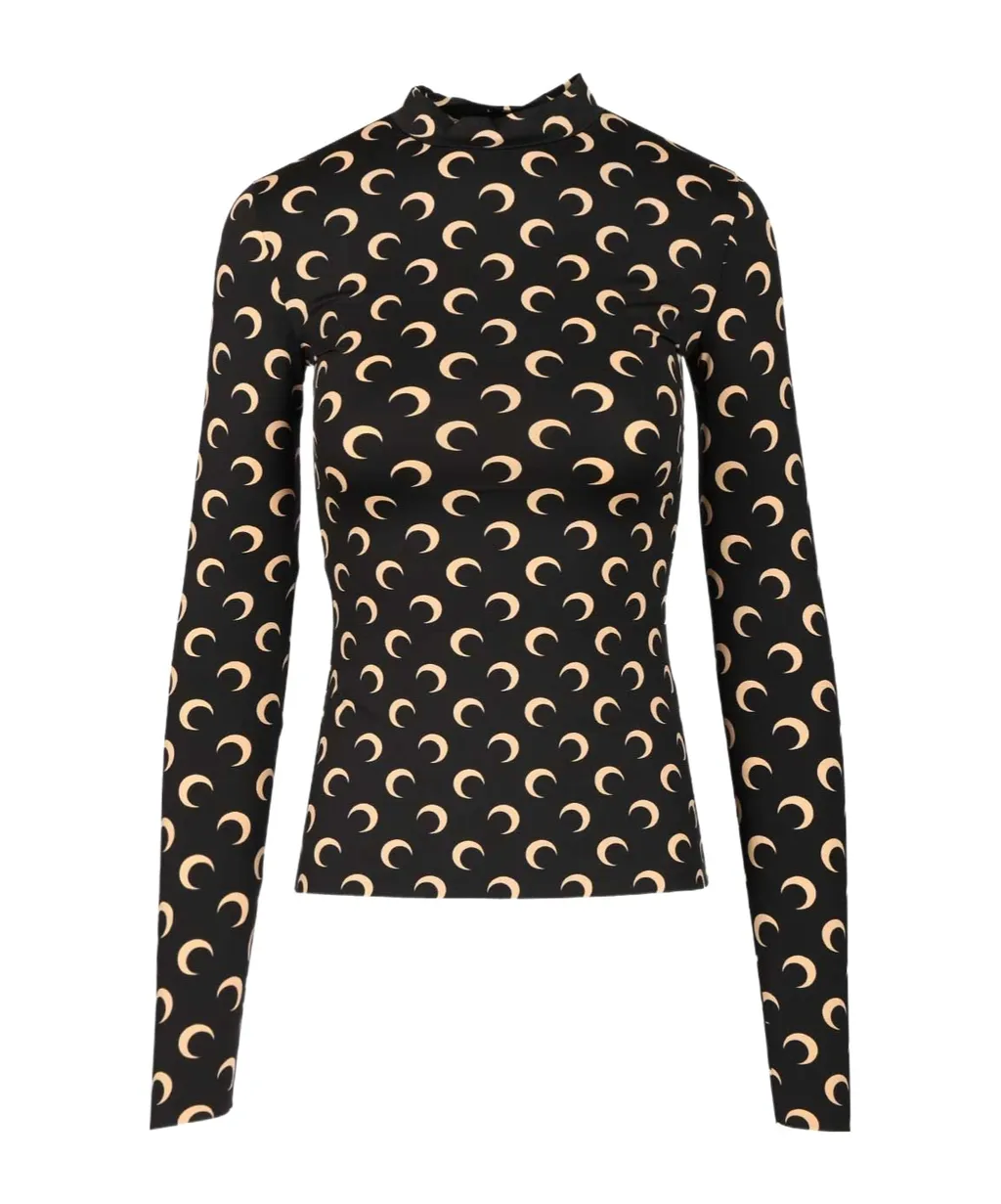 Printed High-Neck T-Shirt