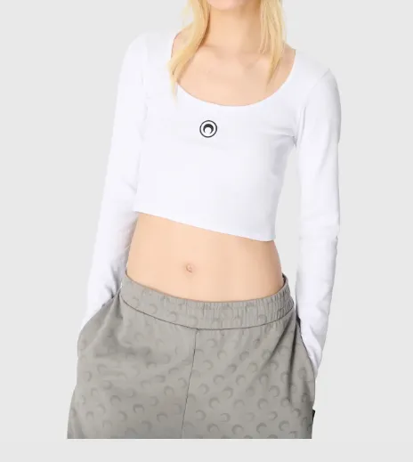 Moon Embroidered Cropped Top