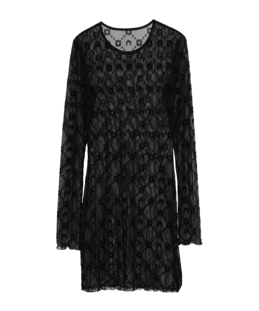 Moon Embellished Long-Sleeved Dress