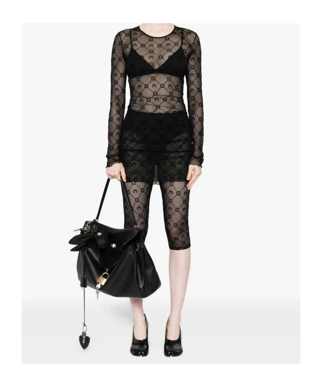 Moon Embellished Long-Sleeved Dress
