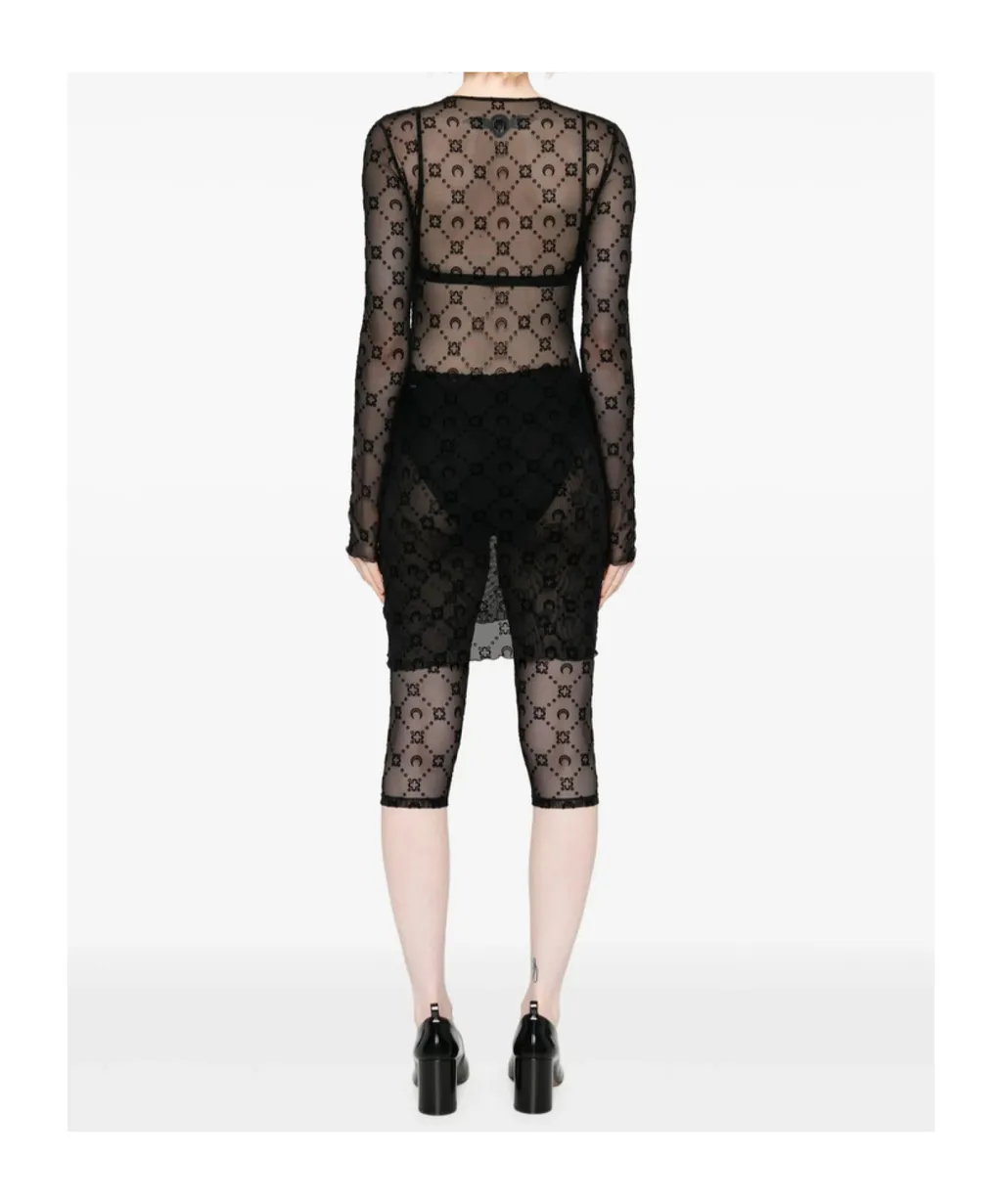Moon Embellished Long-Sleeved Dress