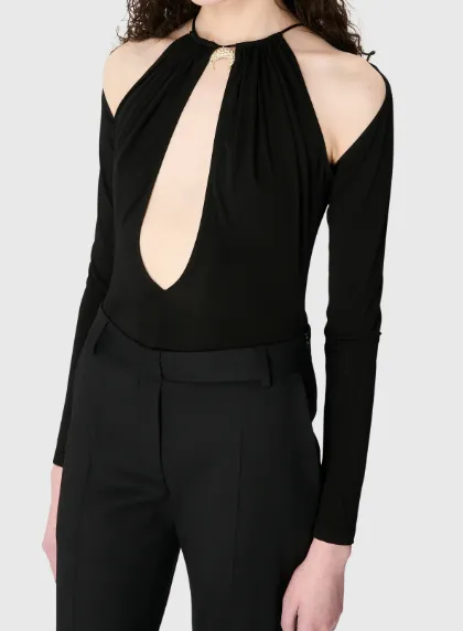 Keyhole Detailed Long-Sleeved Bodysuit