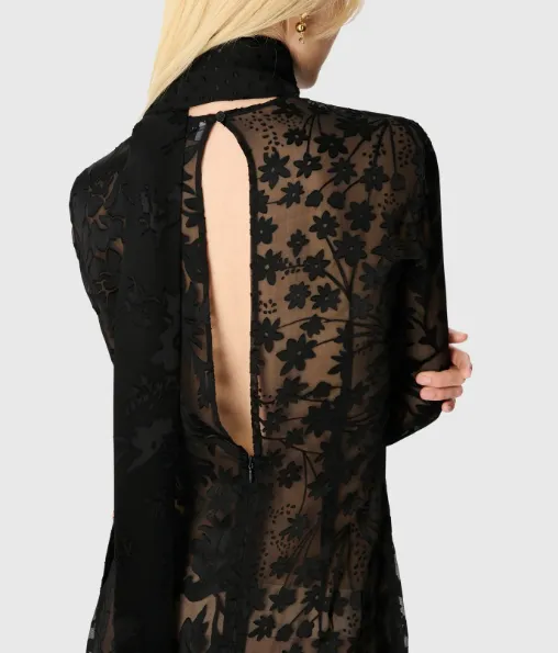 Long-Sleeved High-Necked Long Dress