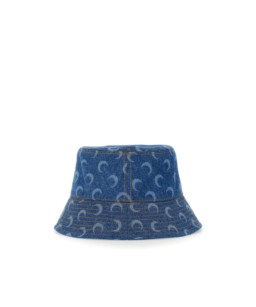 Contrast Stitched Crescent Moon Printed Bucket Hat