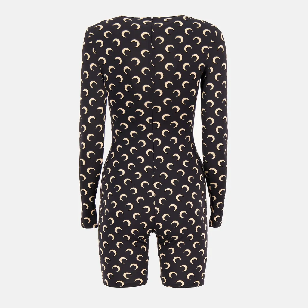 Crescent-Print Long-Sleeve Jumpsuit