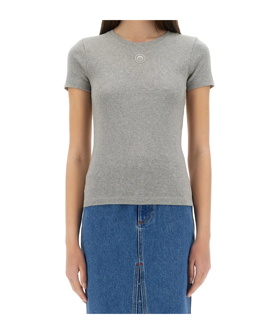 Crescent Moon Embroidered Crewneck T-Shirt