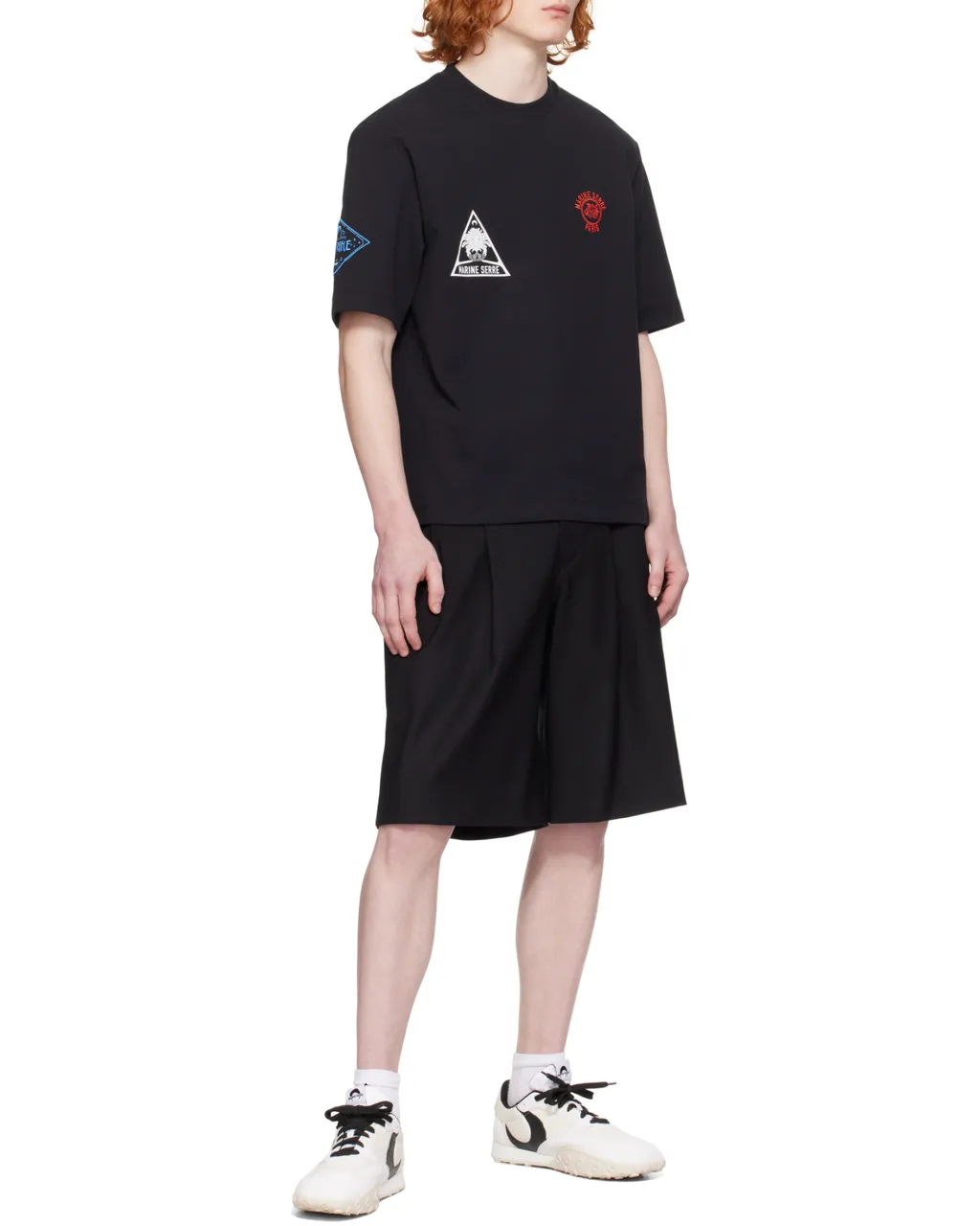 Wide-Leg Twill Shorts
