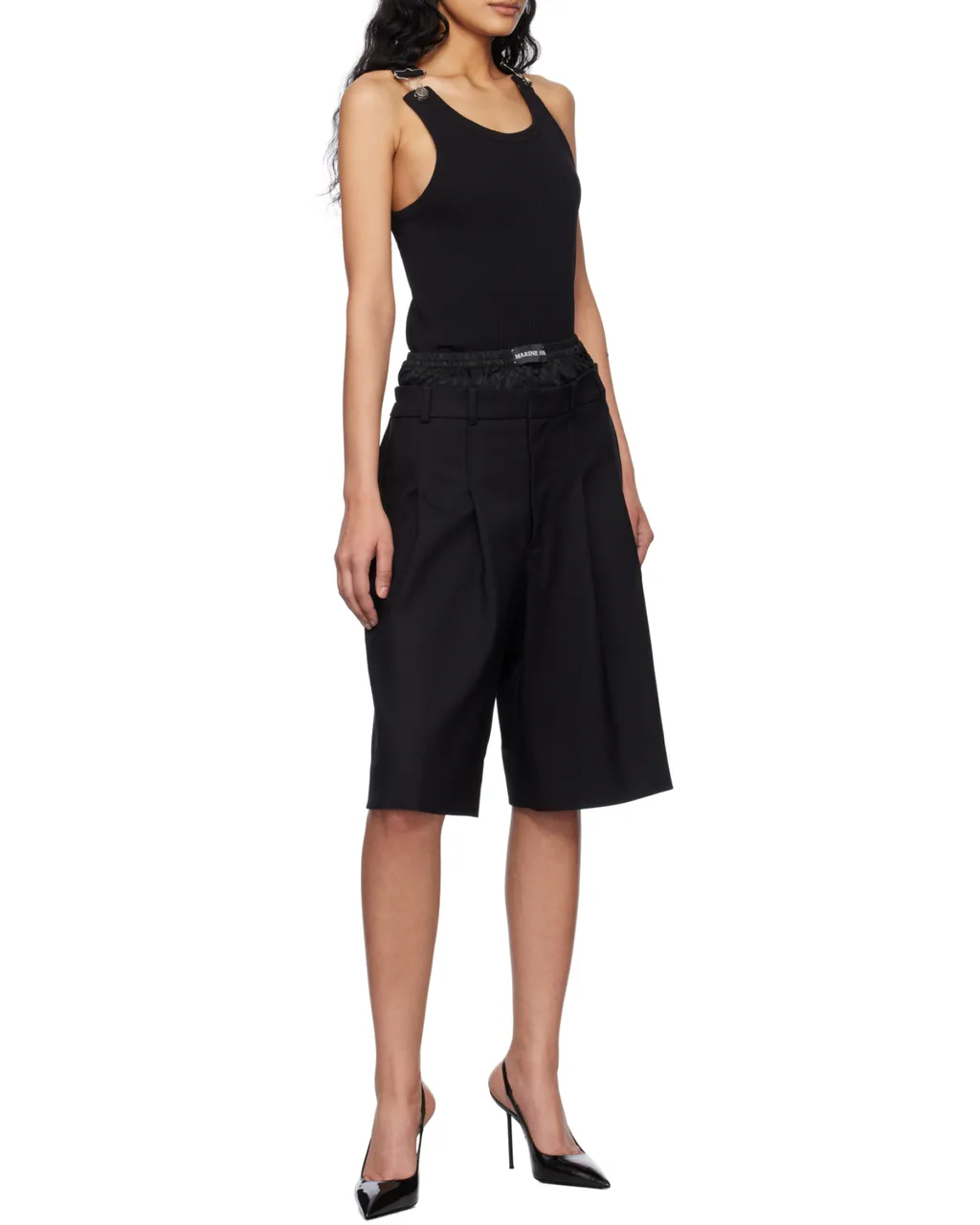 Wide-Leg Twill Shorts