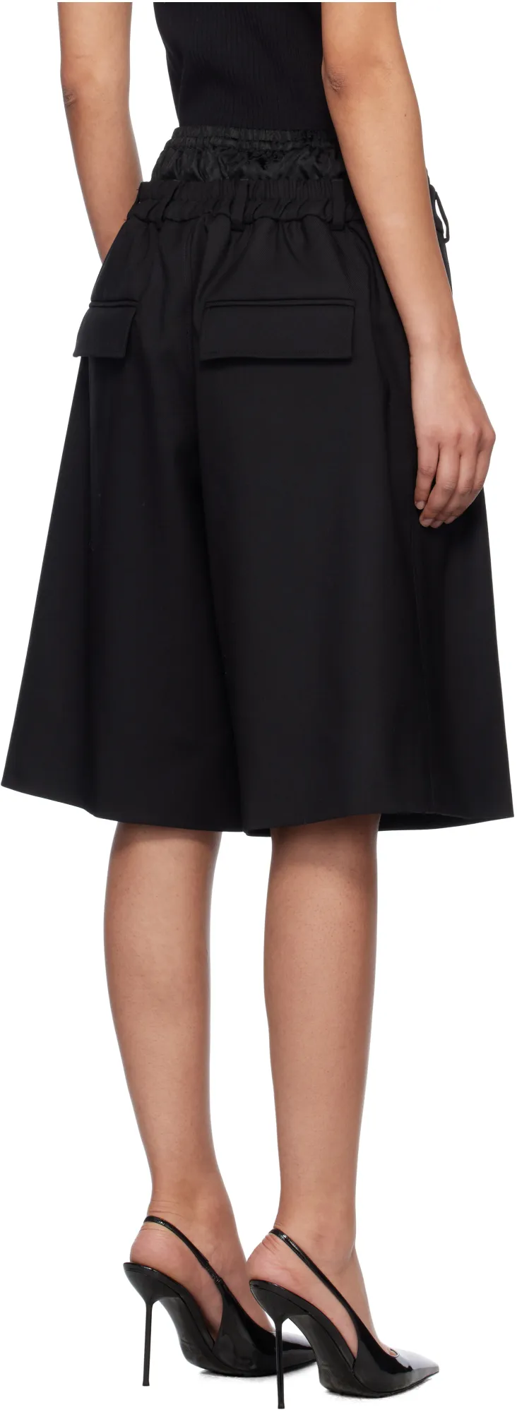 Wide-Leg Twill Shorts