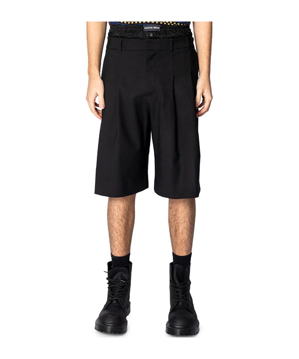 Wide-Leg Twill Shorts