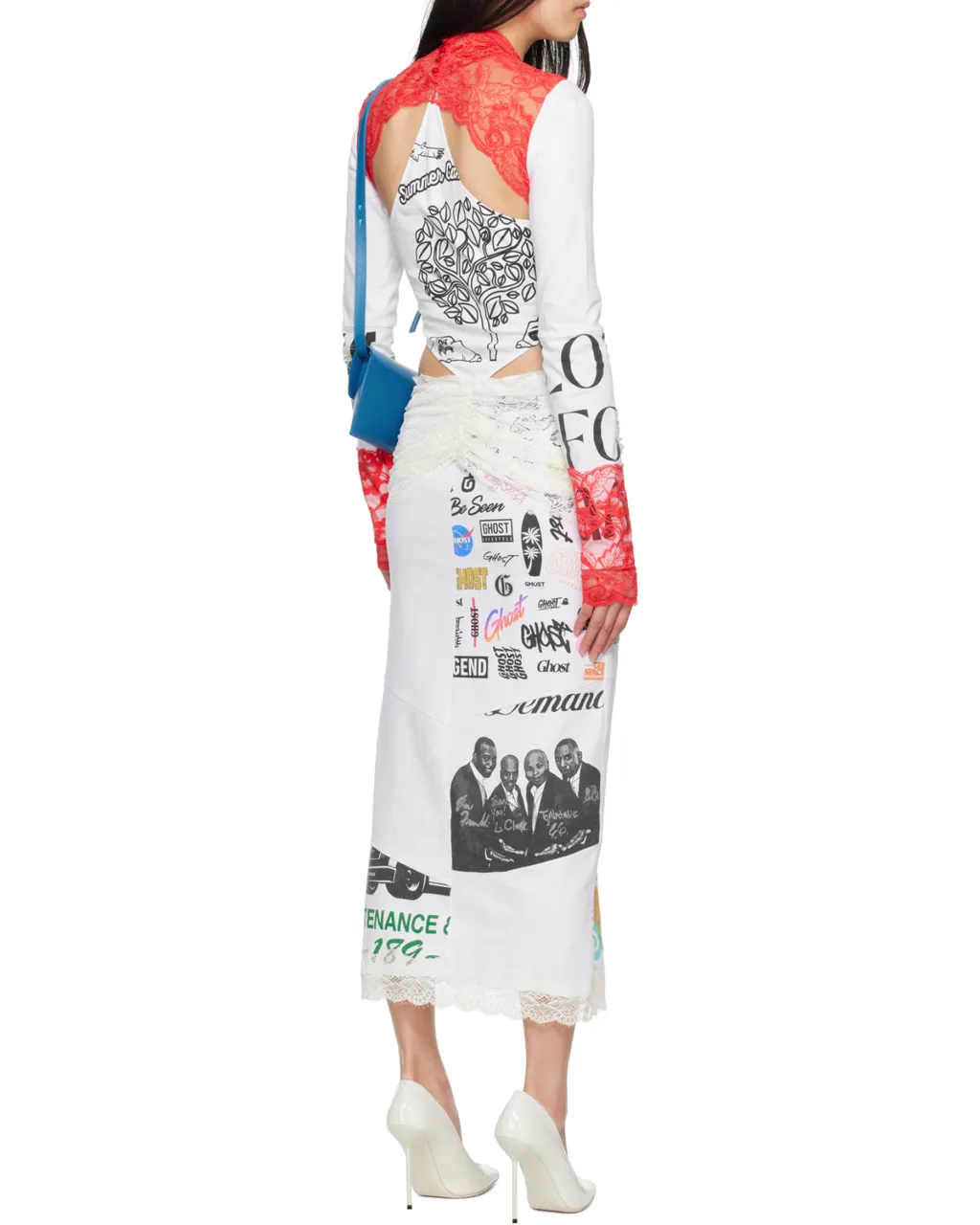 Regenerated T-Shirts And Lace Midi Dress