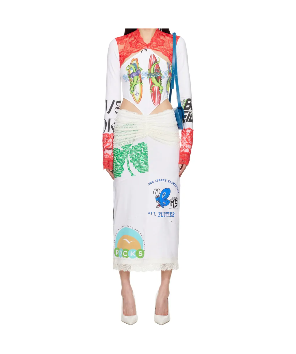 Regenerated T-Shirts And Lace Midi Dress