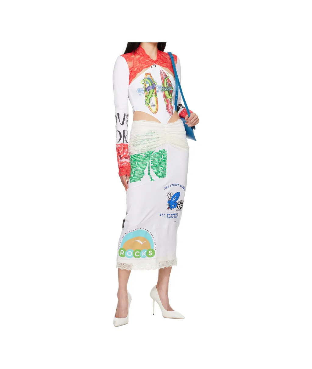 Regenerated T-Shirts And Lace Midi Dress