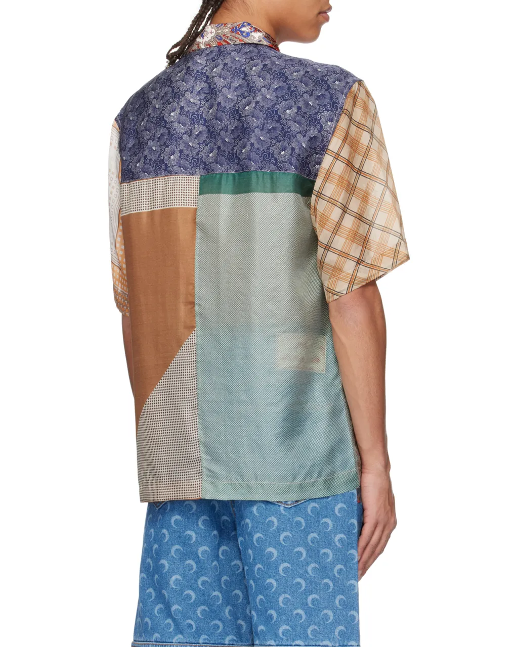 Patchwork Scarf Printed Bowling Shirt