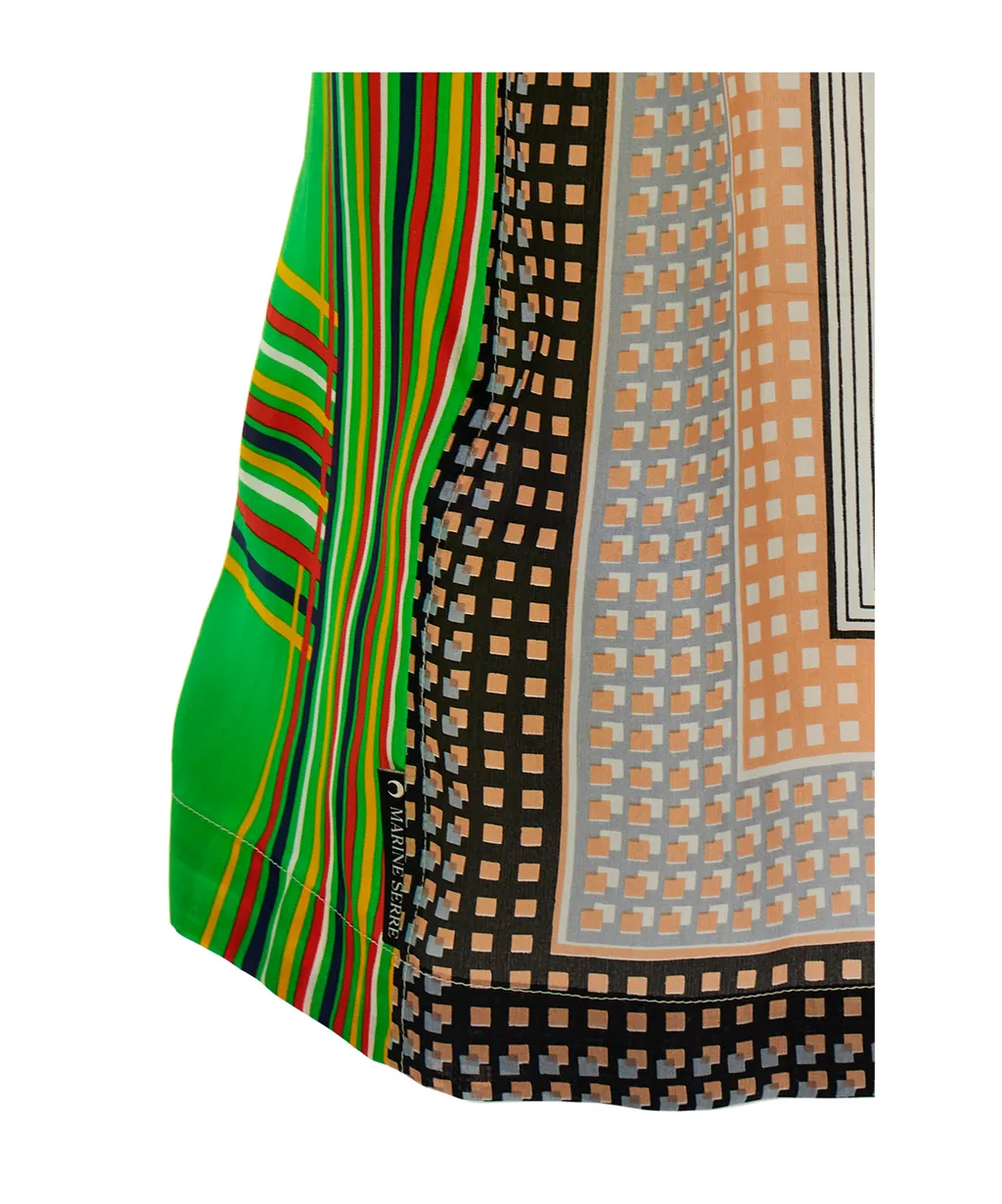 Patchwork Scarf Printed Bowling Shirt