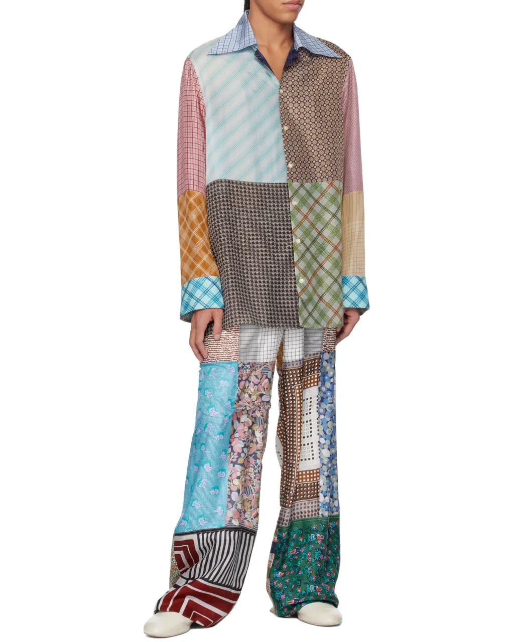 Regenerated Silk-Scarves Trousers