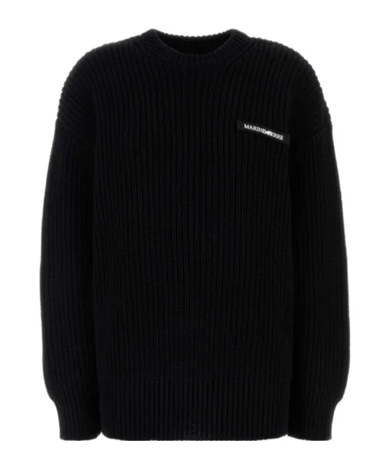 Half Cardigan Knit Crewneck Sweater