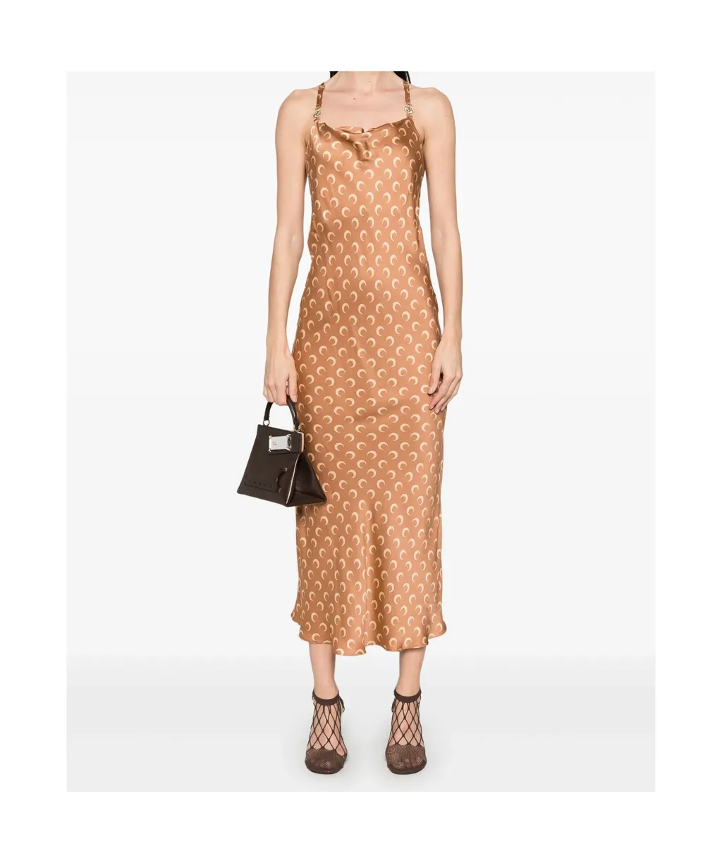Moon-Print Square Neck Maxi Dress