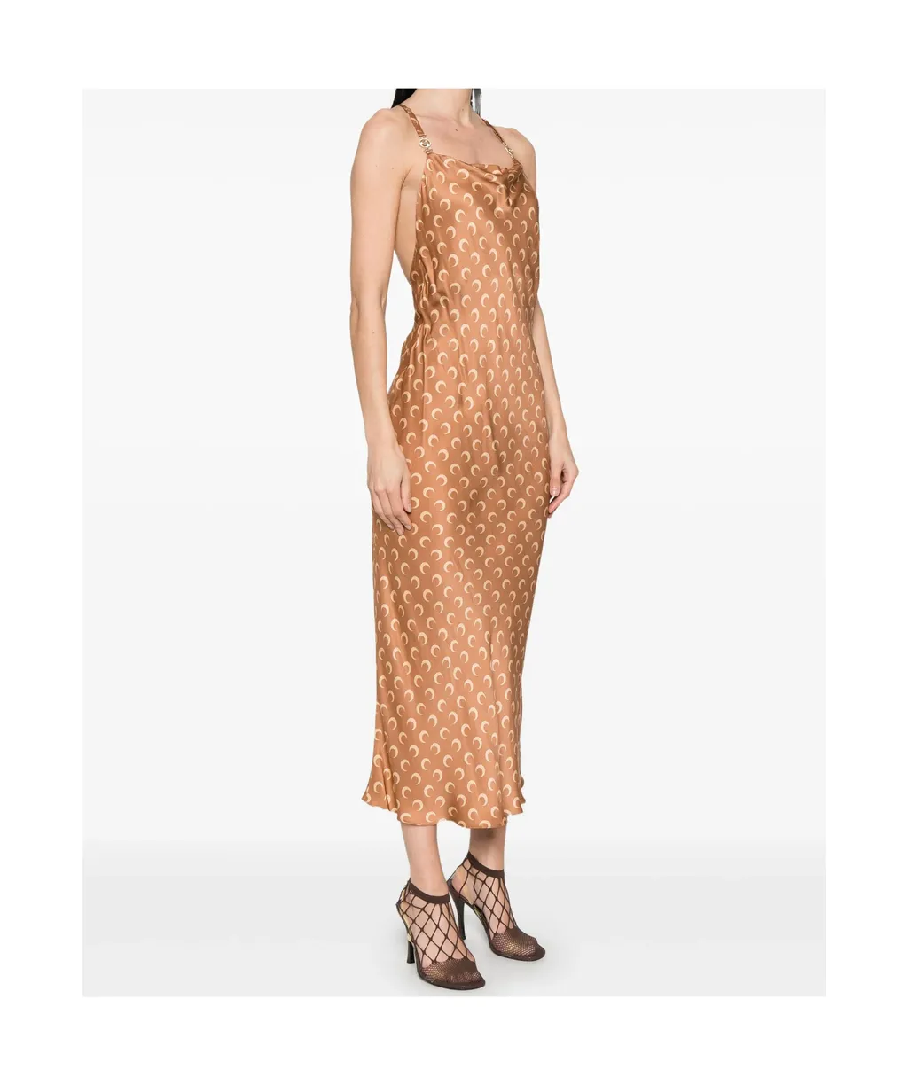 Moon-Print Square Neck Maxi Dress
