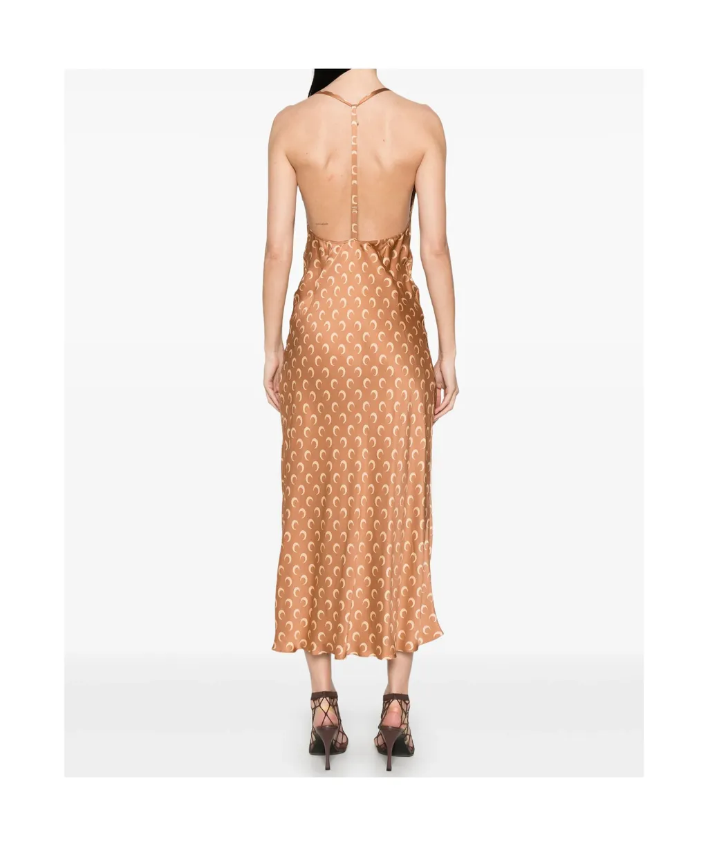 Moon-Print Square Neck Maxi Dress