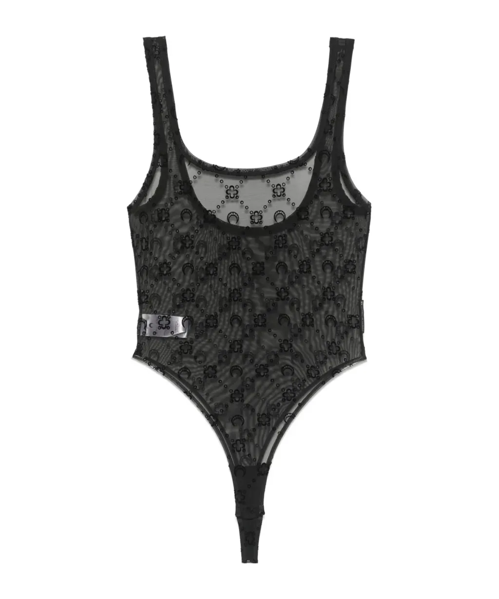 Square Neck Mesh Bodysuit