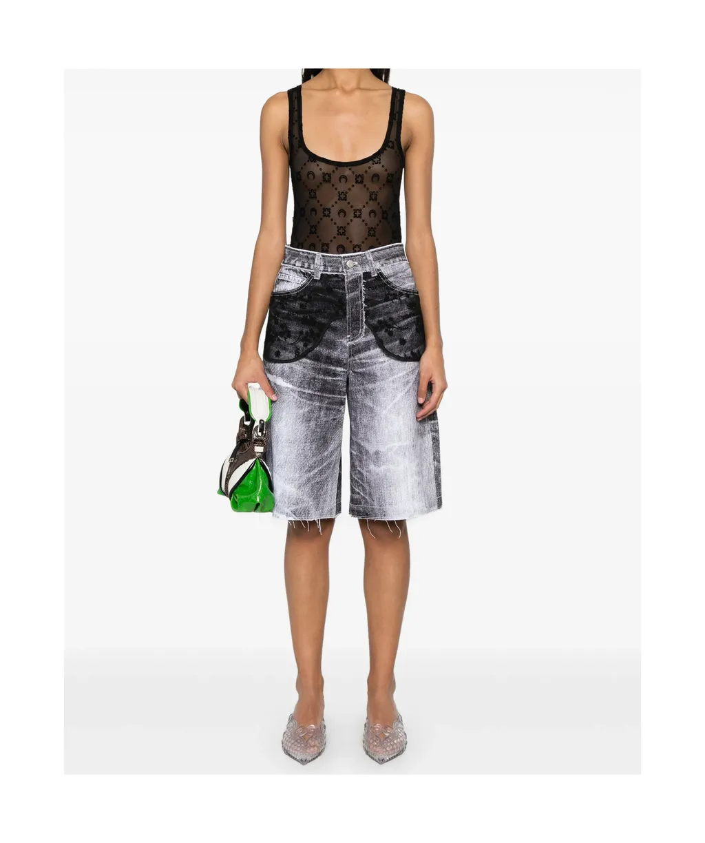Square Neck Mesh Bodysuit