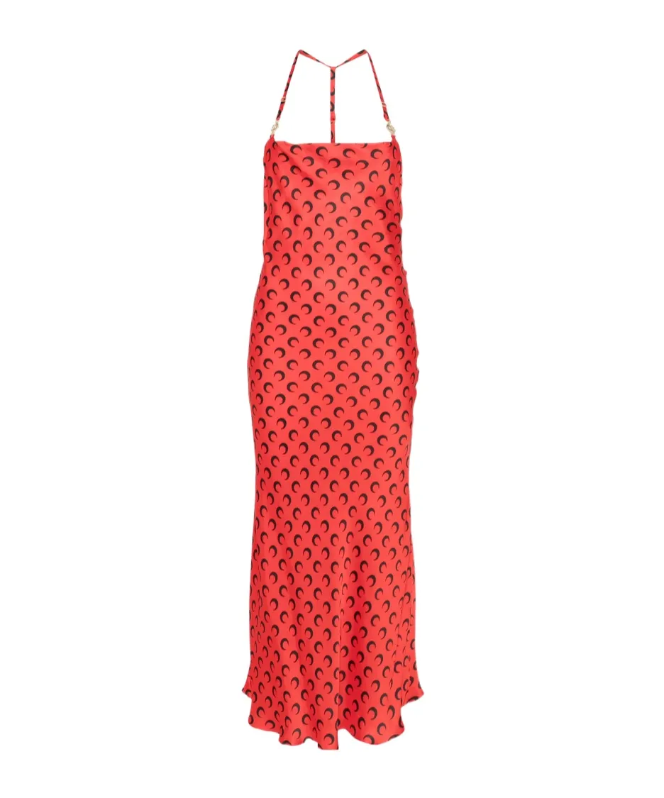 Moon-Print Square Neck Maxi Dress