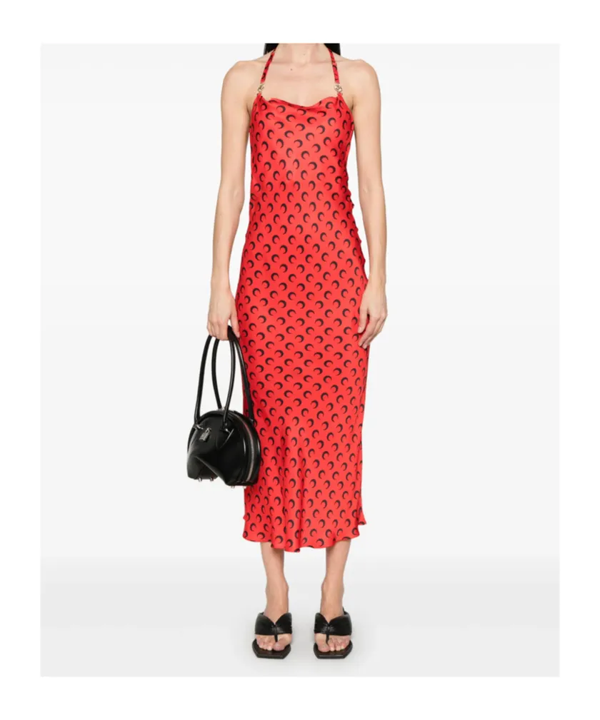 Moon-Print Square Neck Maxi Dress