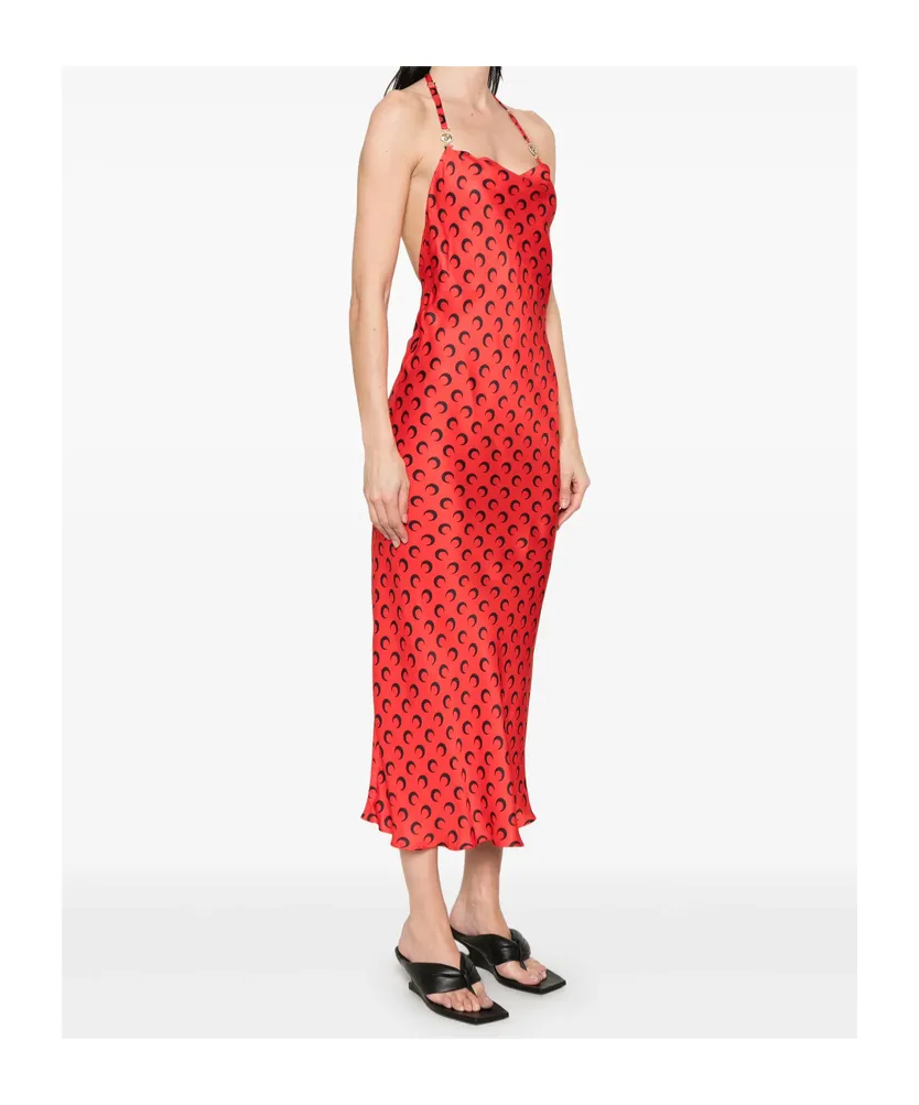 Moon-Print Square Neck Maxi Dress