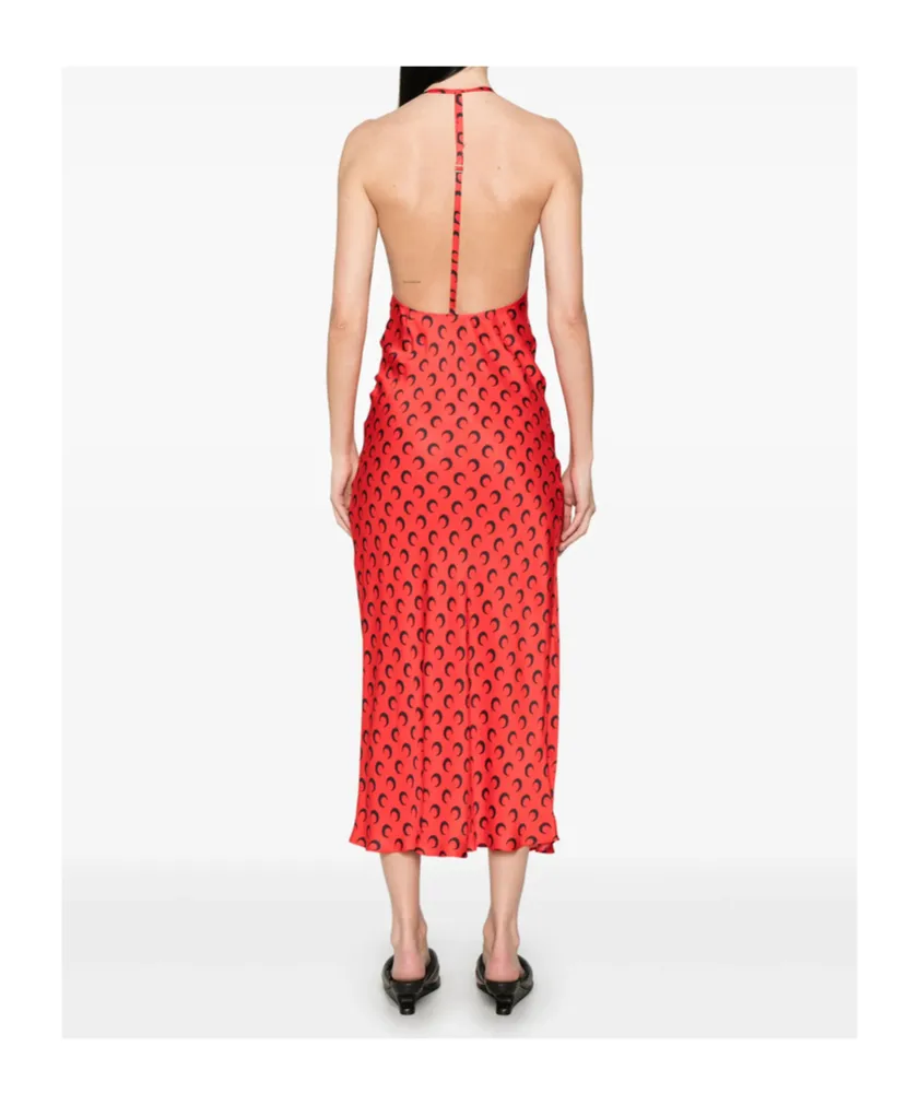 Moon-Print Square Neck Maxi Dress