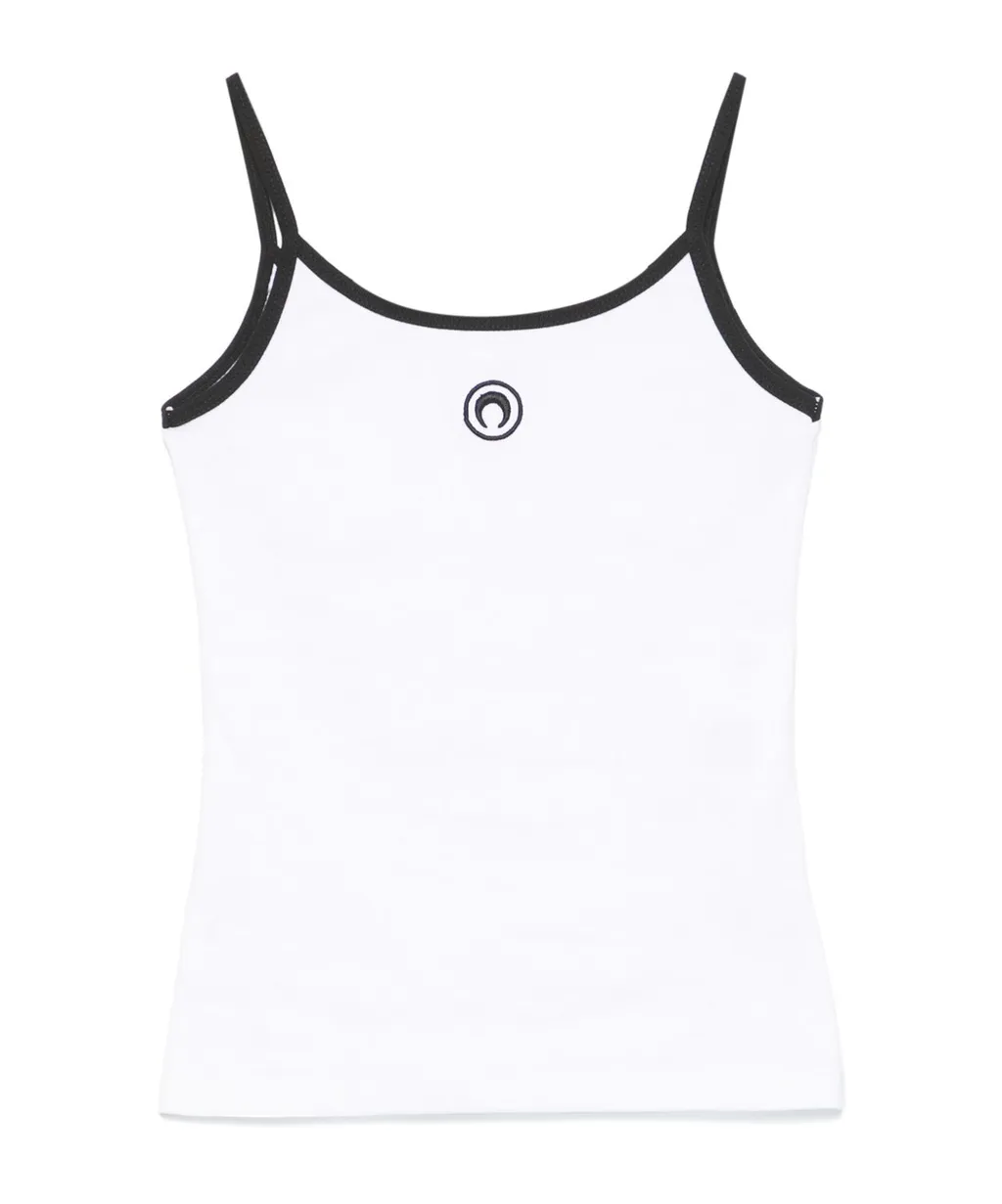 Contrast Trim Moon Logo Ribbed Tank Top