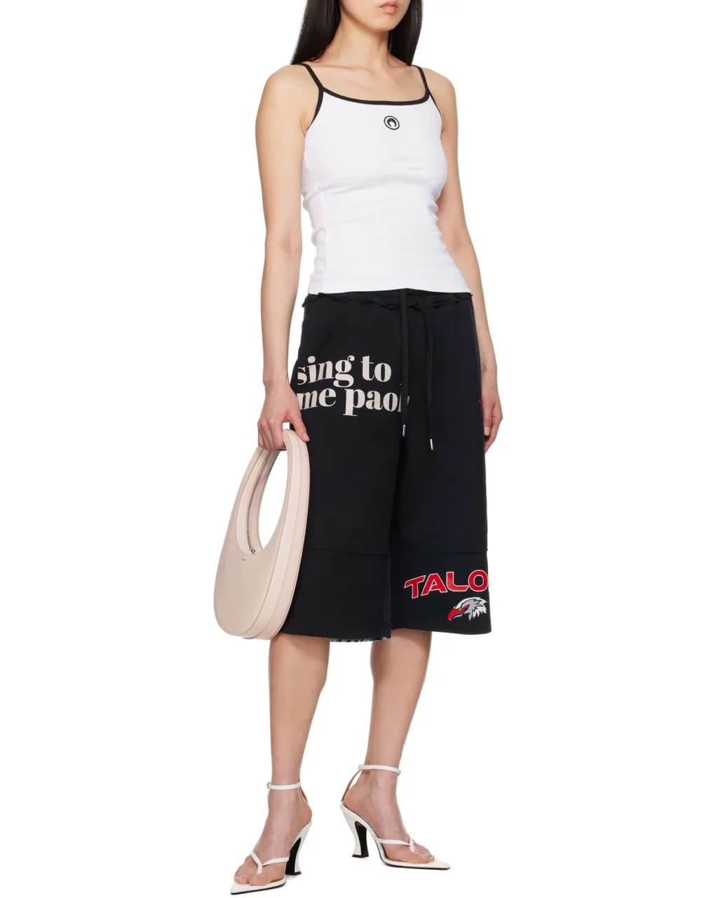 Contrast Trim Moon Logo Ribbed Tank Top