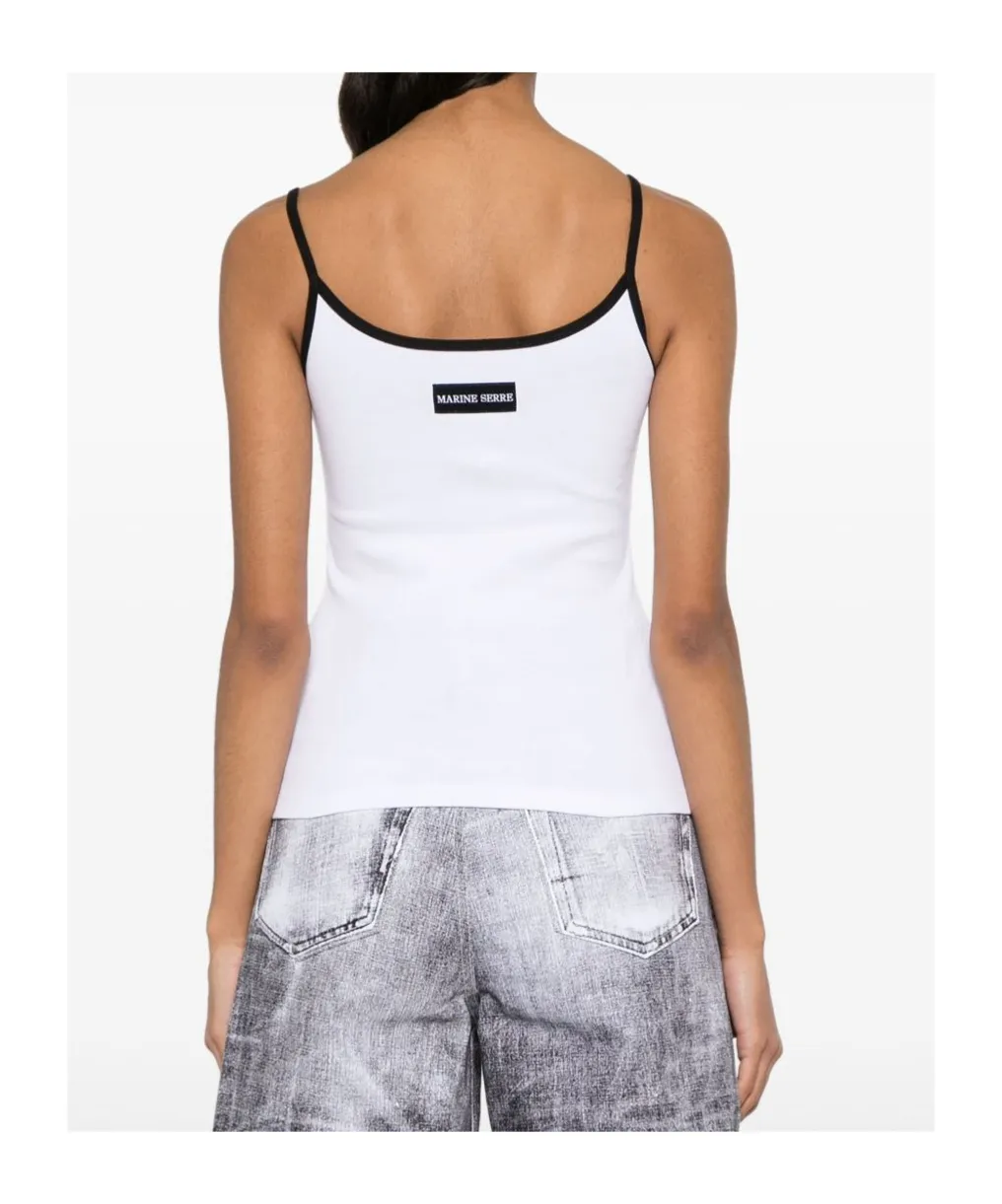 Contrast Trim Moon Logo Ribbed Tank Top