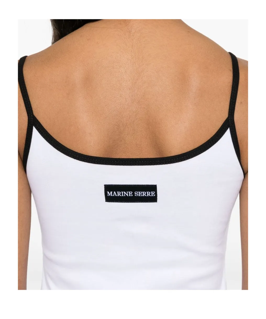 Contrast Trim Moon Logo Ribbed Tank Top