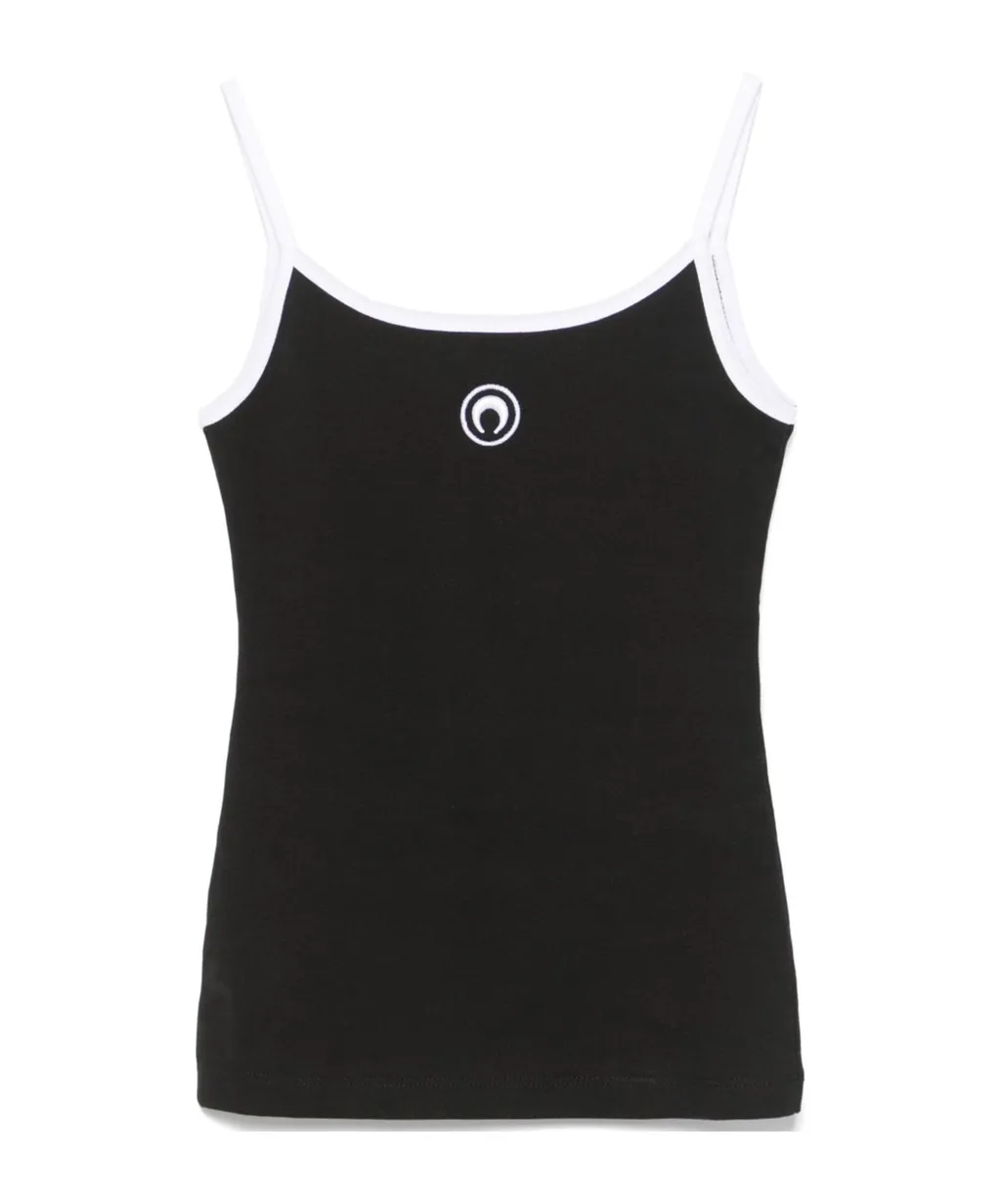 Contrast Trim Moon Logo Ribbed Tank Top