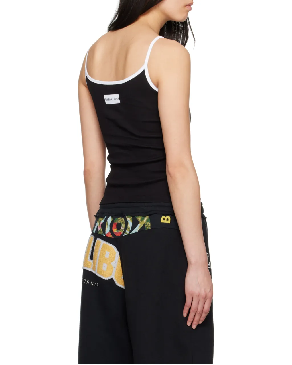 Contrast Trim Moon Logo Ribbed Tank Top