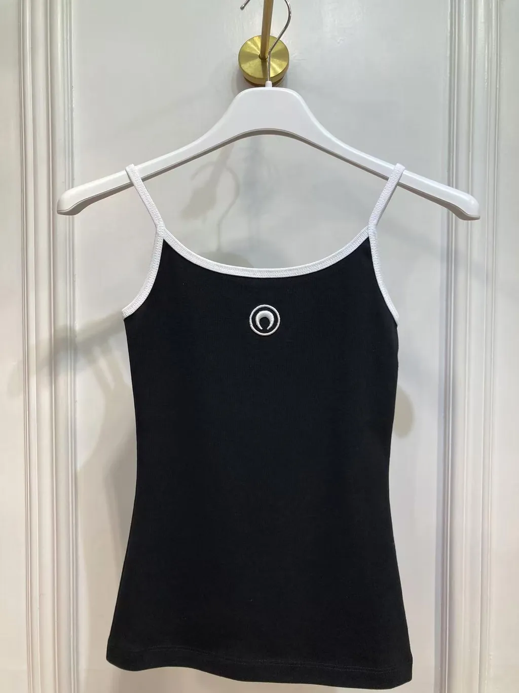 Contrast Trim Moon Logo Ribbed Tank Top