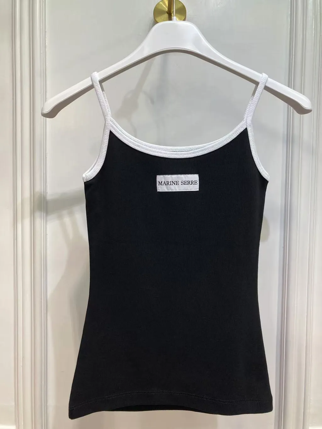 Contrast Trim Moon Logo Ribbed Tank Top